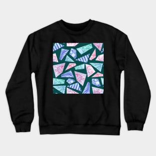 Pastel colored doodle watercolor polygon shapes on dark green Crewneck Sweatshirt